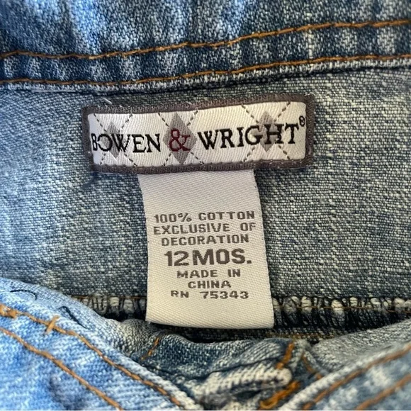 Bowen & Wright Denim Jacket Baby Girl Boy 12 Months Blue Cotton Vintage - Picture 2 of 16